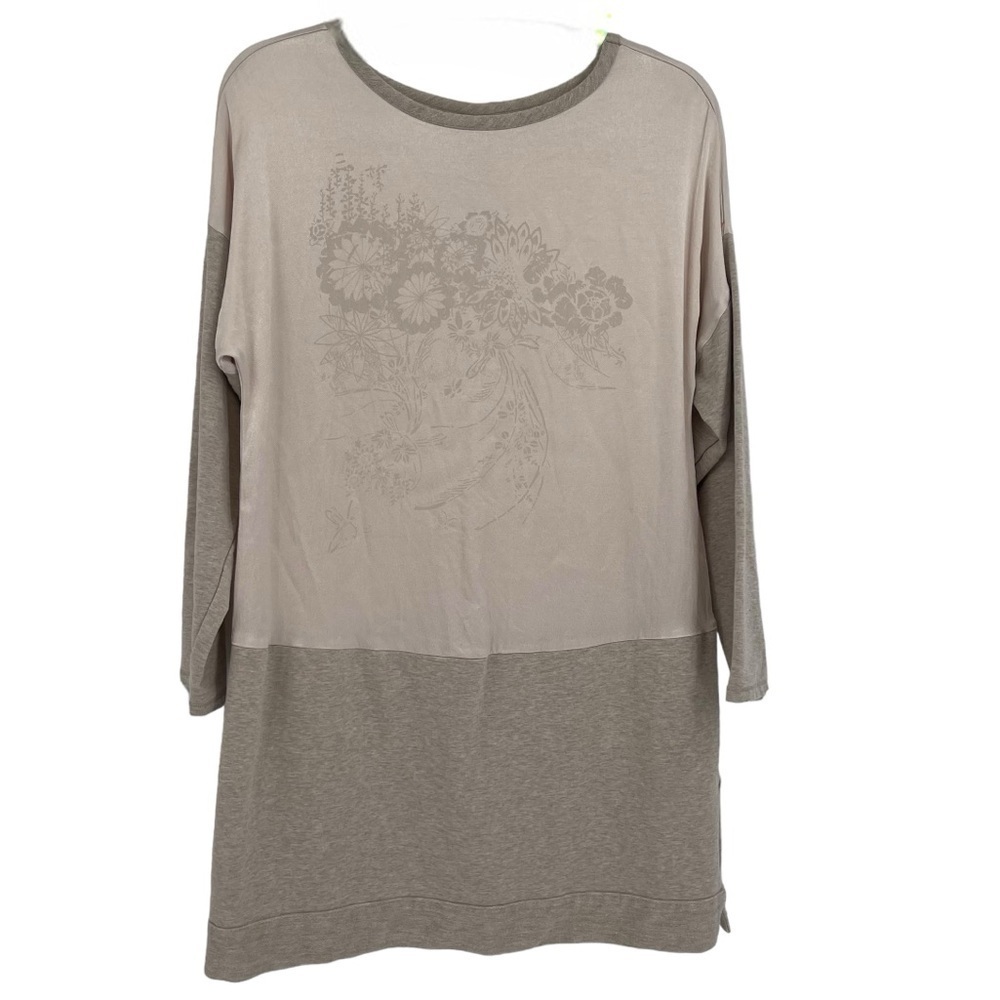 Soft Surroundings Ivory Round Neck Stretch Mixed Media Tunic size Small Women’s